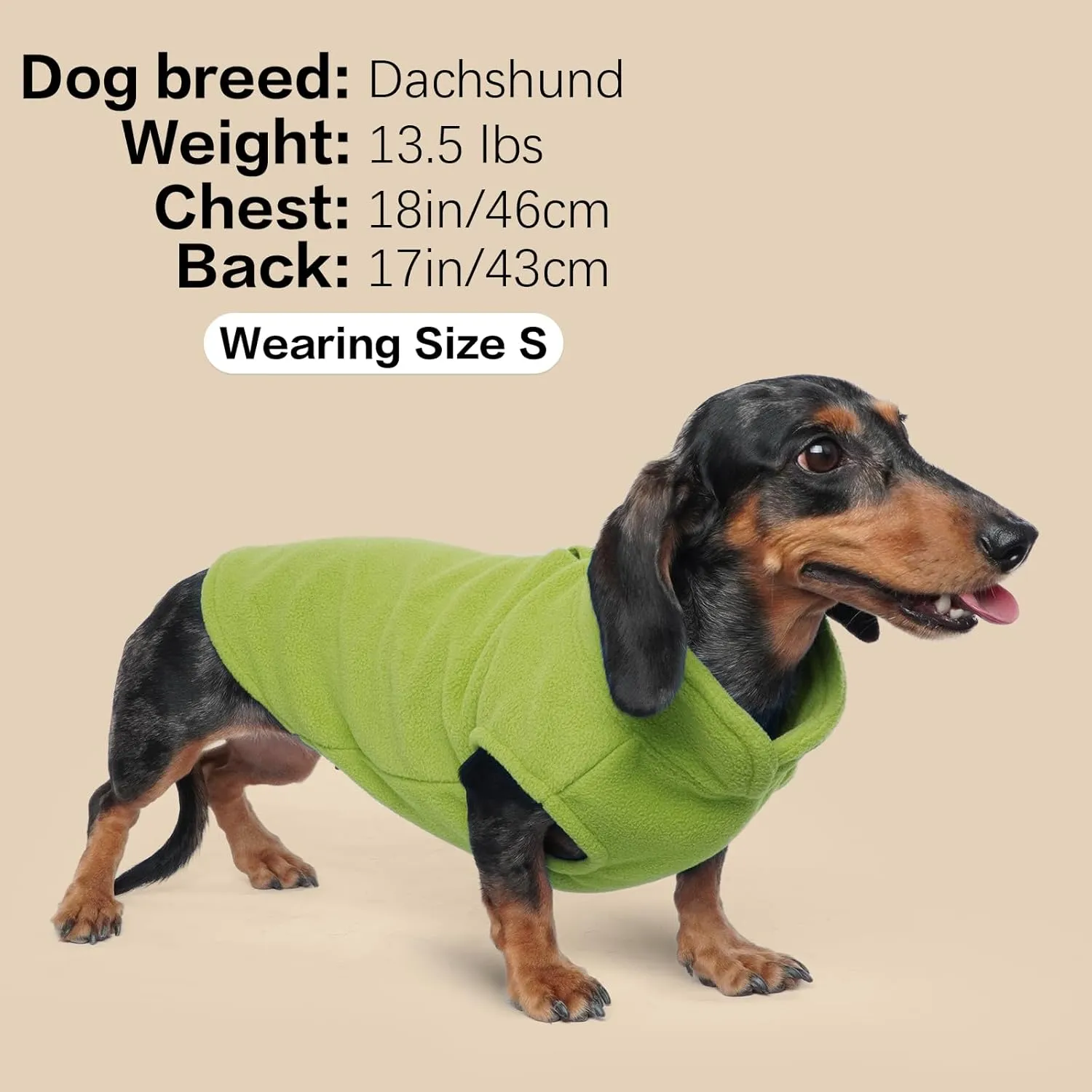 FUAMEY Dog Fleece Vest,Warm Sweatshirt Puppy Stretchy Sweater Pullover Dog Turtleneck Coat Dog Winter Jacket with Leash Hole, Dachshund Sweaters Yorkie Clothes for Small Medium Large Dogs Green L