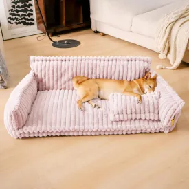 FUNNY FUZZY Orthopedic Dog Bed with Removable Washable Cover and Anti-Slip Bottom, Supportive Foam Pet Couch BedDog Sofa for Medium Dogs, Pink, XXL