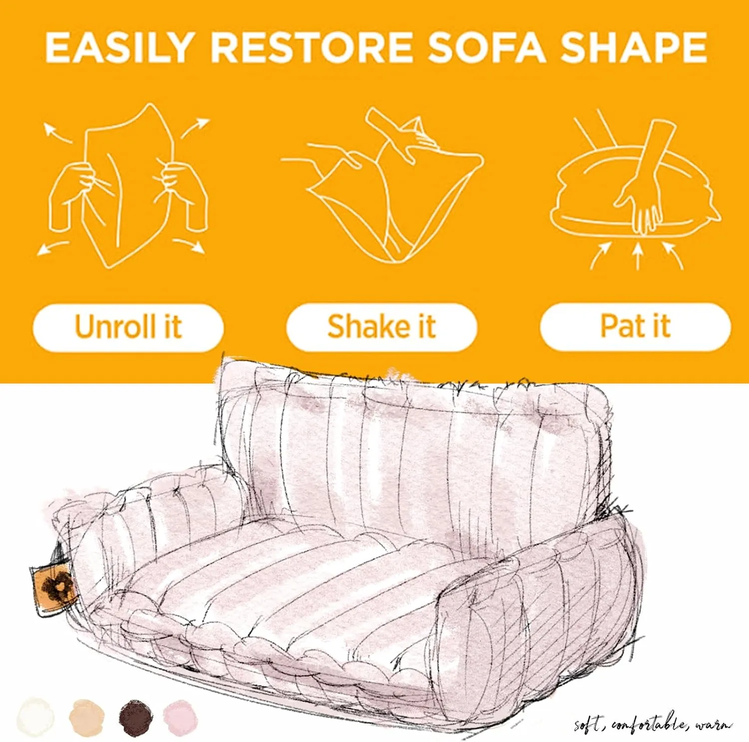 FUNNY FUZZY Orthopedic Dog Bed with Removable Washable Cover and Anti-Slip Bottom, Supportive Foam Pet Couch BedDog Sofa for Medium Dogs, Pink, XXL