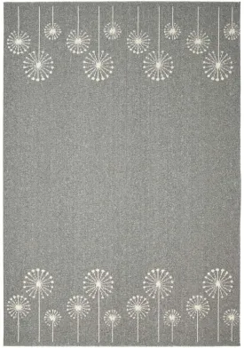 Geneva Grey Flower Washable Rug & Runner