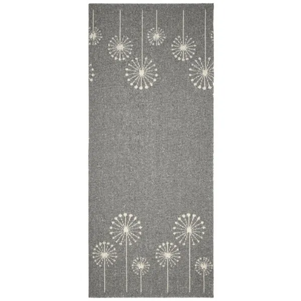 Geneva Grey Flower Washable Rug & Runner