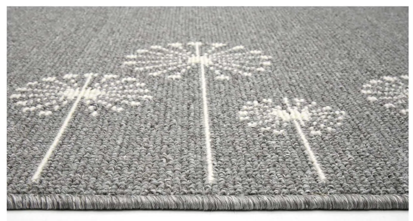 Geneva Grey Flower Washable Rug & Runner