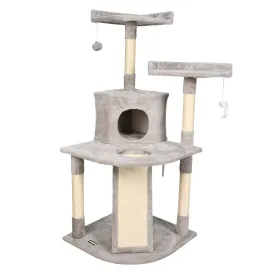 GOOPAWS 3-Tier 50-in Faux Fur Cat Tree & Condo, Grey