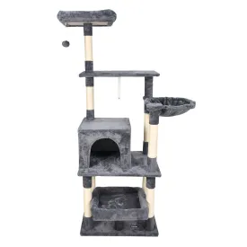 GOOPAWS Multi-Level 66-in Faux Fur Cat Tree & Condo, Dark Grey