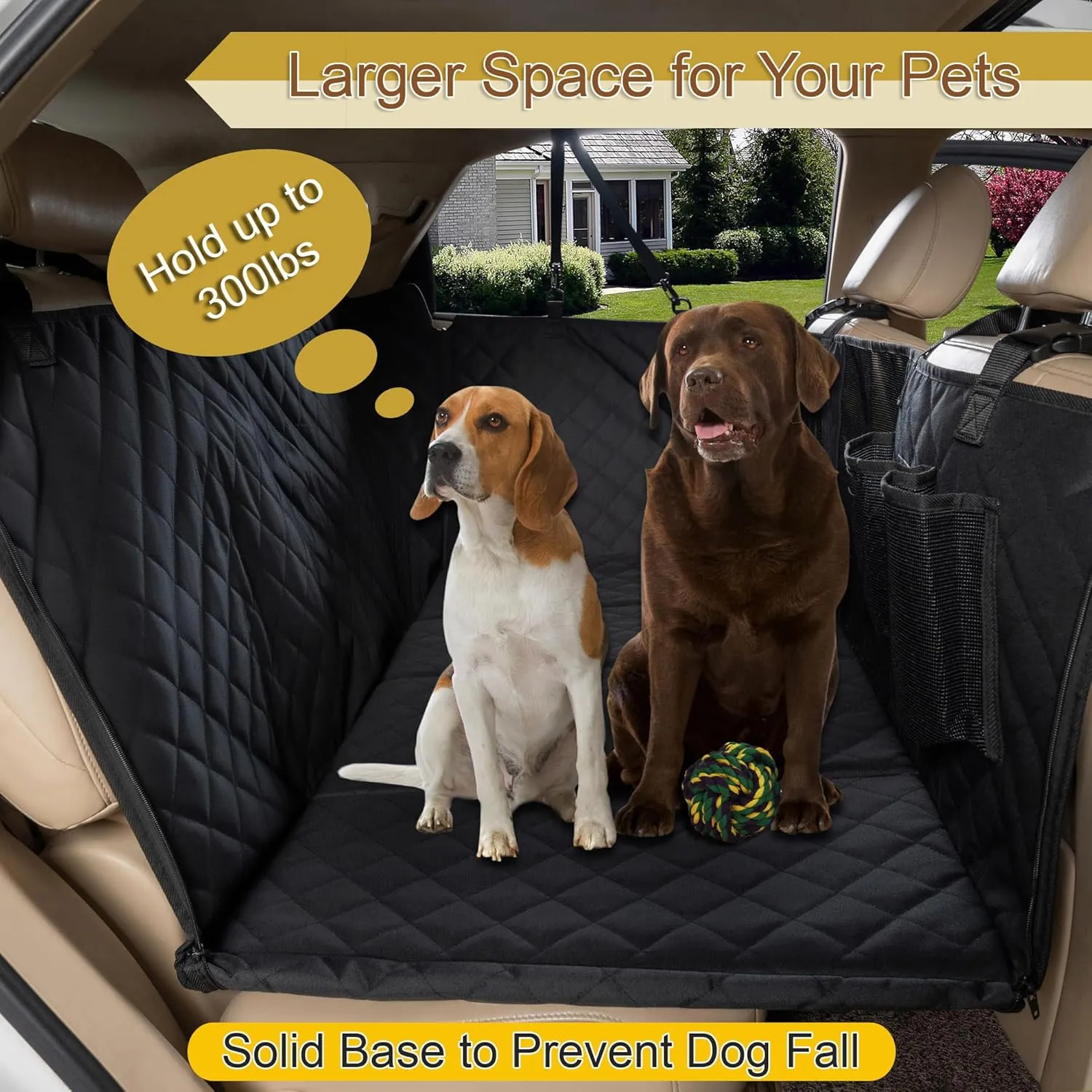 Hammock Seat Extender for Dogs, Car Seat Cover for Back Bench with Hard Bottom for Pet Travel Camping Mattress Bed Protector for Vehicles Trucks & SUVs(Black)
