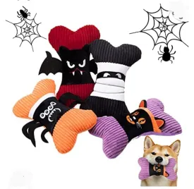 Happy Halloween Dog Toys, Spooky Plush Bones, 4 Styles