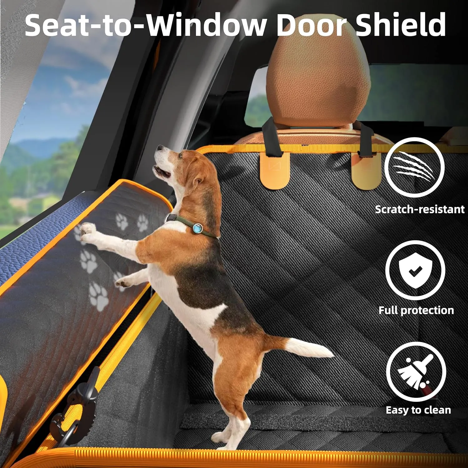 Hard Bottom Dog Car Seat Cover with Pet Bed Mat, Car Seat Cover for Back Seat, Non-Slip Durable Dog Hammock in Car SUV