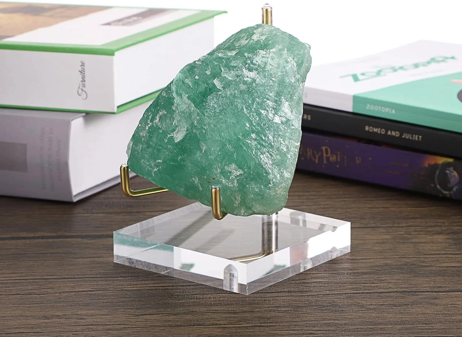 Hipiwe Clear Acrylic Display Stand Holder with Adjustable Metal Arms Display Easel Stands for Gemstones Fossils Minerals Agate Slabs Plates Crystals Saucers Collectibles, 3.1x3.1x4.5 inch