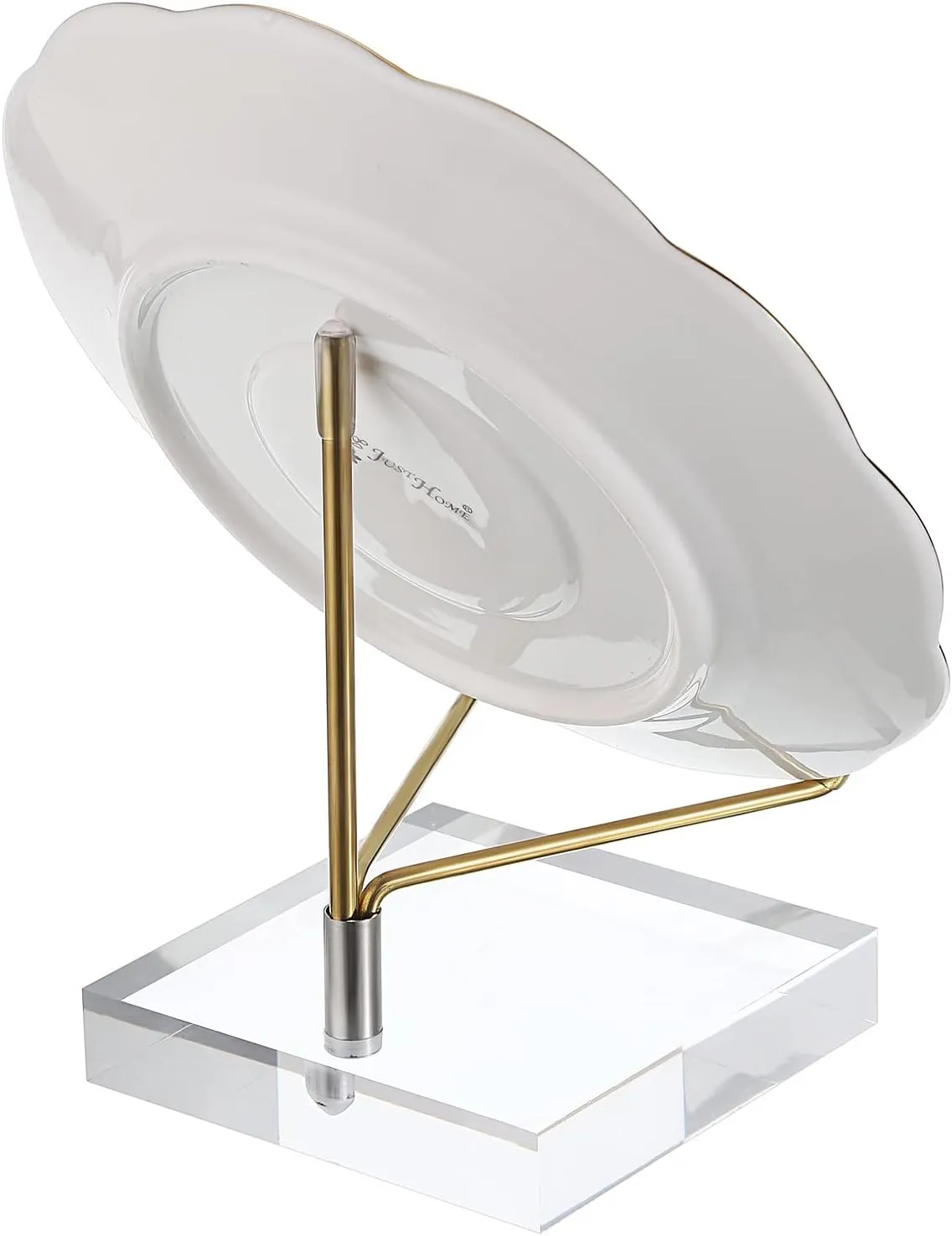 Hipiwe Clear Acrylic Display Stand Holder with Adjustable Metal Arms Display Easel Stands for Gemstones Fossils Minerals Agate Slabs Plates Crystals Saucers Collectibles, 3.1x3.1x4.5 inch