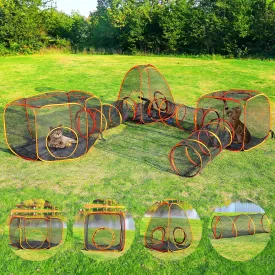 Houseables Outdoor Cat Playpen, Cat Enclosure, Outdoor Catio Enclosure, Portable Catio, Kitty Tent, Playpen for Outside, Indoor, Pet, Play Tent with Tunnel, Cube, Playhouse, Enclosed, Mesh, 6 in 1