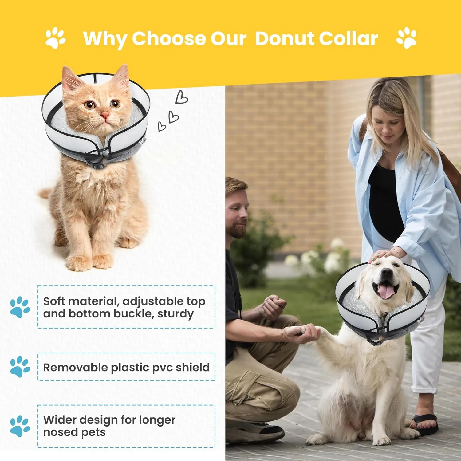 Inflatable Dog Cone Collar w/Pump - Large Dog Donut Collar After Surgery - Washable Dog Cone Collar w/Removable Soft Cone for Dogs After Surgery- Dog Cone Alternative After Surgery w/Soft Cover