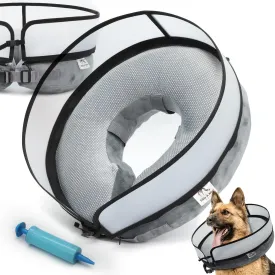 Inflatable Dog Cone Collar w/Pump - Large Dog Donut Collar After Surgery - Washable Dog Cone Collar w/Removable Soft Cone for Dogs After Surgery- Dog Cone Alternative After Surgery w/Soft Cover