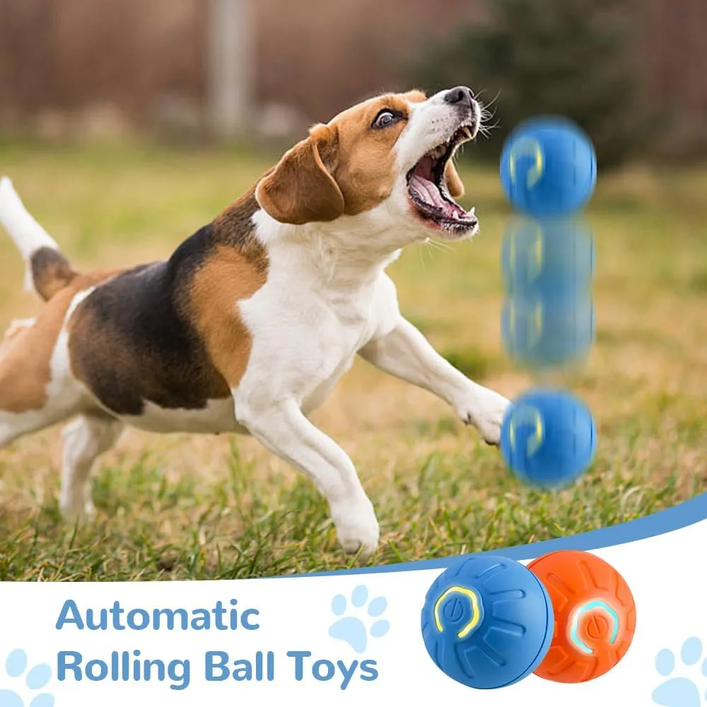 Interactive Pet Toy with Automatic Rolling, Motion Activated Ball for Dogs & Cats - Relieves Boredom, LED Flash (Orange) - No Wires, 2025 New & Enhanced