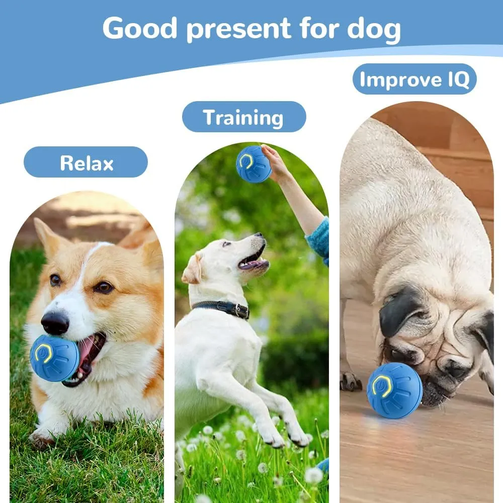 Interactive Pet Toy with Automatic Rolling, Motion Activated Ball for Dogs & Cats - Relieves Boredom, LED Flash (Orange) - No Wires, 2025 New & Enhanced