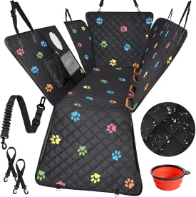 Large Dog Car Seat Cover for Back Seat 100% Waterproof Durable 600D 6-Layer Scratchproof Nonslip with Mesh Window for Dog Hammock for Car Trucks SUV