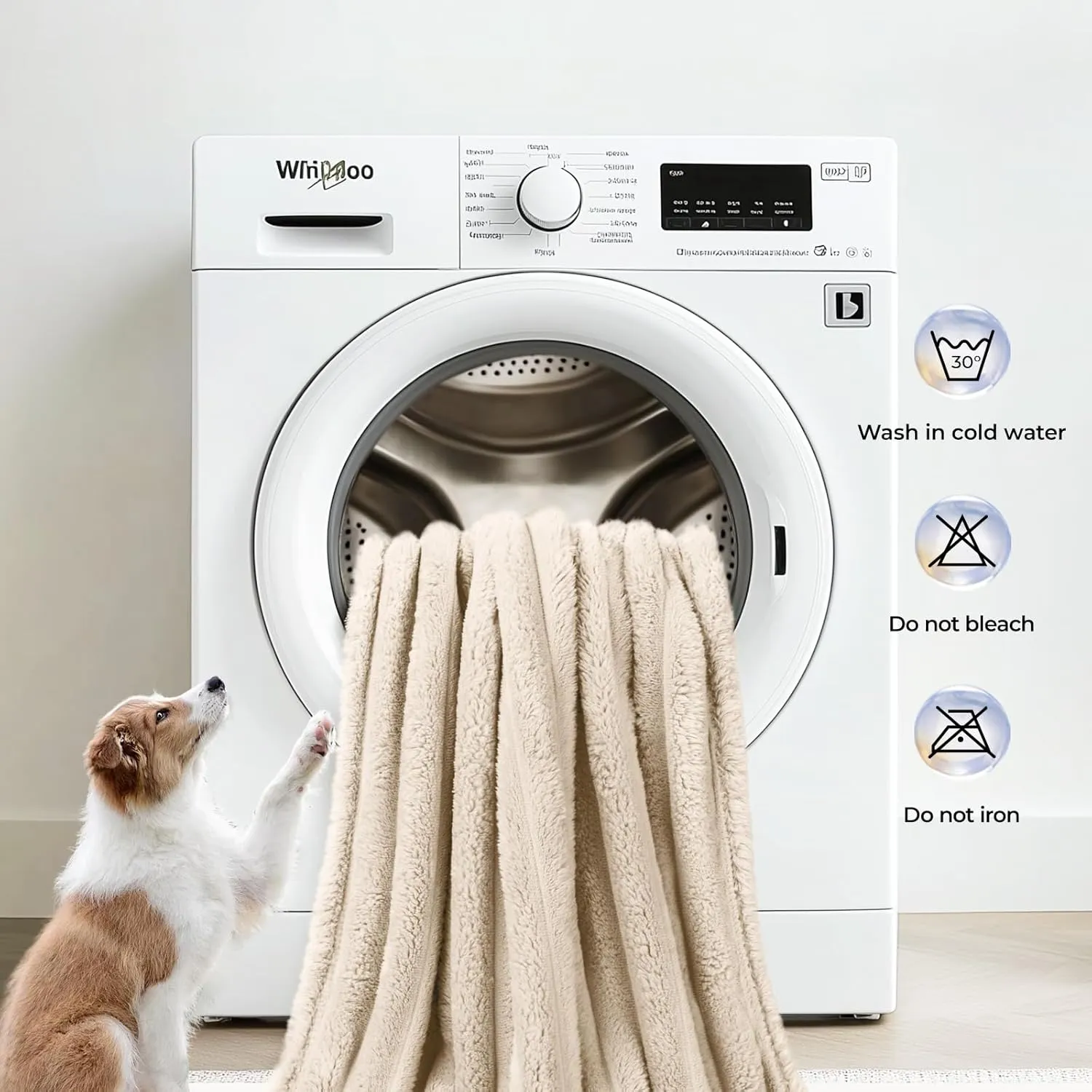 LINENLUX 1 Pack 3 Soft Fleece Dog Blanket for Pet Washable Warm Cat Puppy Fluffy Calming Flannel Beige Large