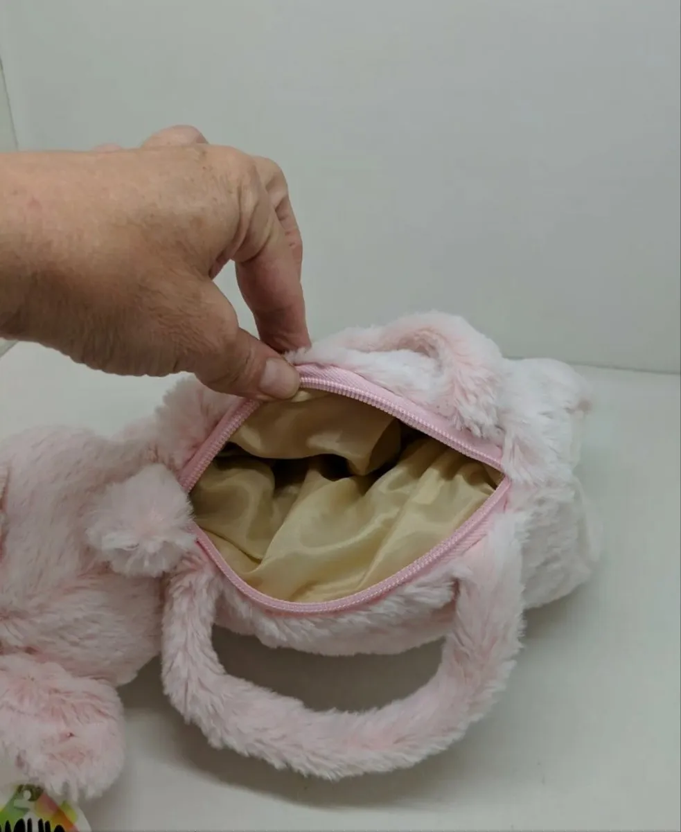 Little Pink Pig Piglet Farm Animal Plush Handbag Purse Zippered Top Children Toy