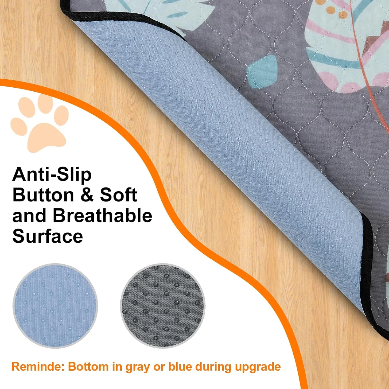 LOOBANI Washable Pee Pads for Dogs, 2 Pack Ultra-Absorbent and Leak-Proof Whelping Pads, Non-Slip Reusable Puppy Mats, Waterproof Puppy Training Mats for Playpen, Crate, Housebreak, 30x32in, Gray