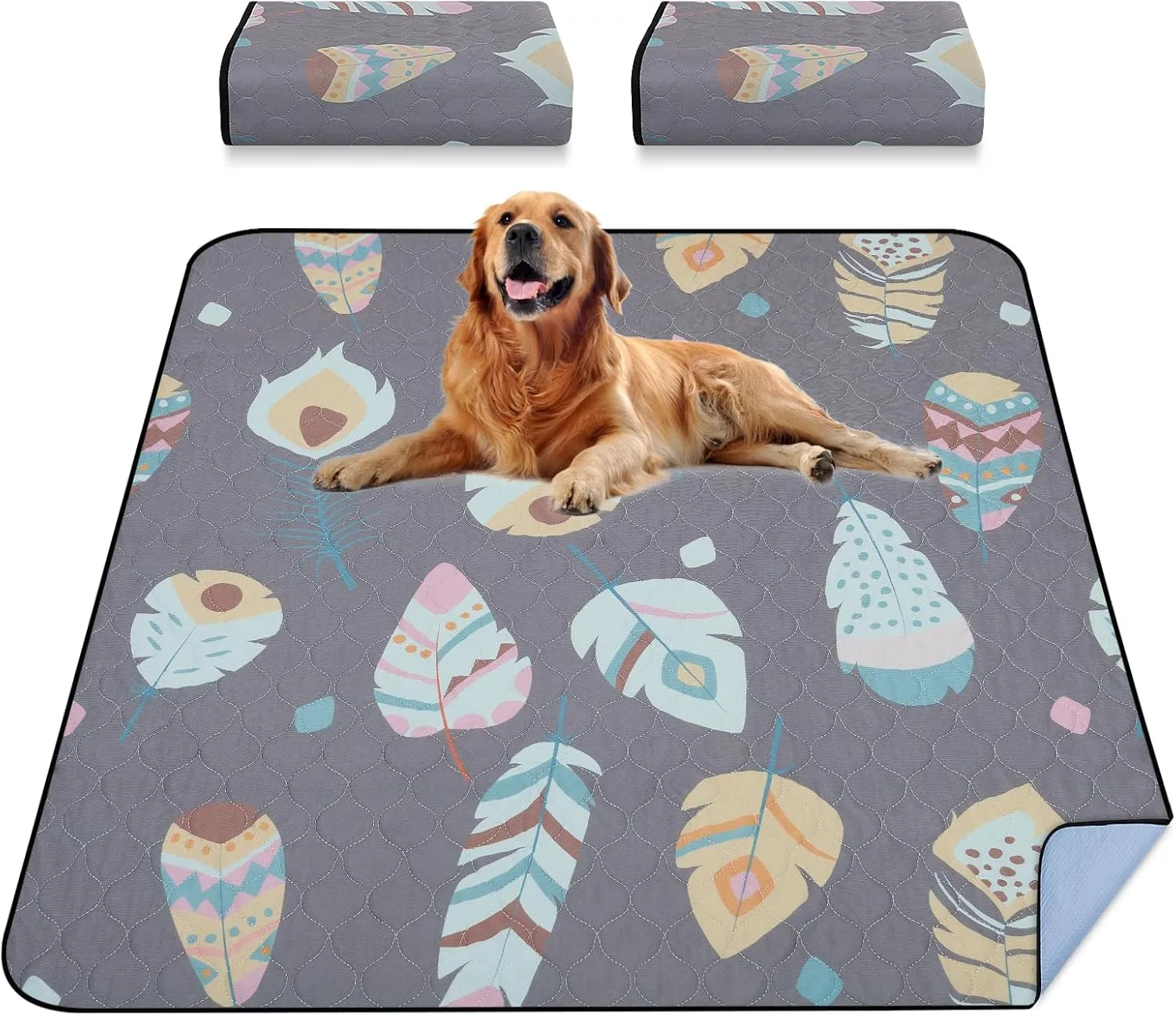 LOOBANI Washable Pee Pads for Dogs, 2 Pack Ultra-Absorbent and Leak-Proof Whelping Pads, Non-Slip Reusable Puppy Mats, Waterproof Puppy Training Mats for Playpen, Crate, Housebreak, 30x32in, Gray