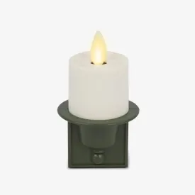 Luminara Flameless Candle Loden Green Nightlight with Motion Sensor - Plugin Night LED Light with Patented Real-Flame Effect Technology - Safe for Kids and Pets - Auto Dusk to Dawn