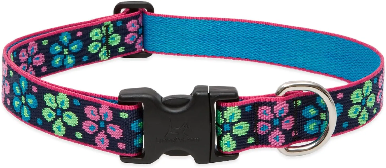 LupinePet Originals 1" Flower Power 16-28" Adjustable Collar for Large Dogs