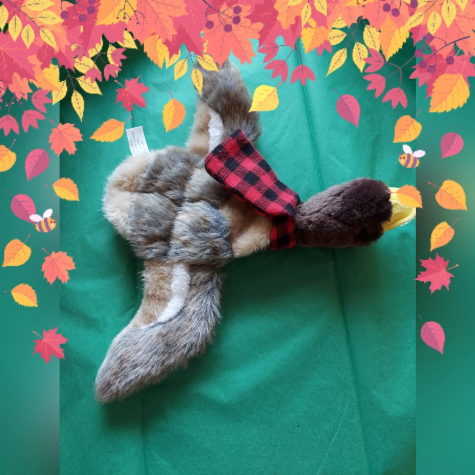 Mallard Duck or Squirrel Dog Plush Toy Stuffing Free Squeaker & Crinkle