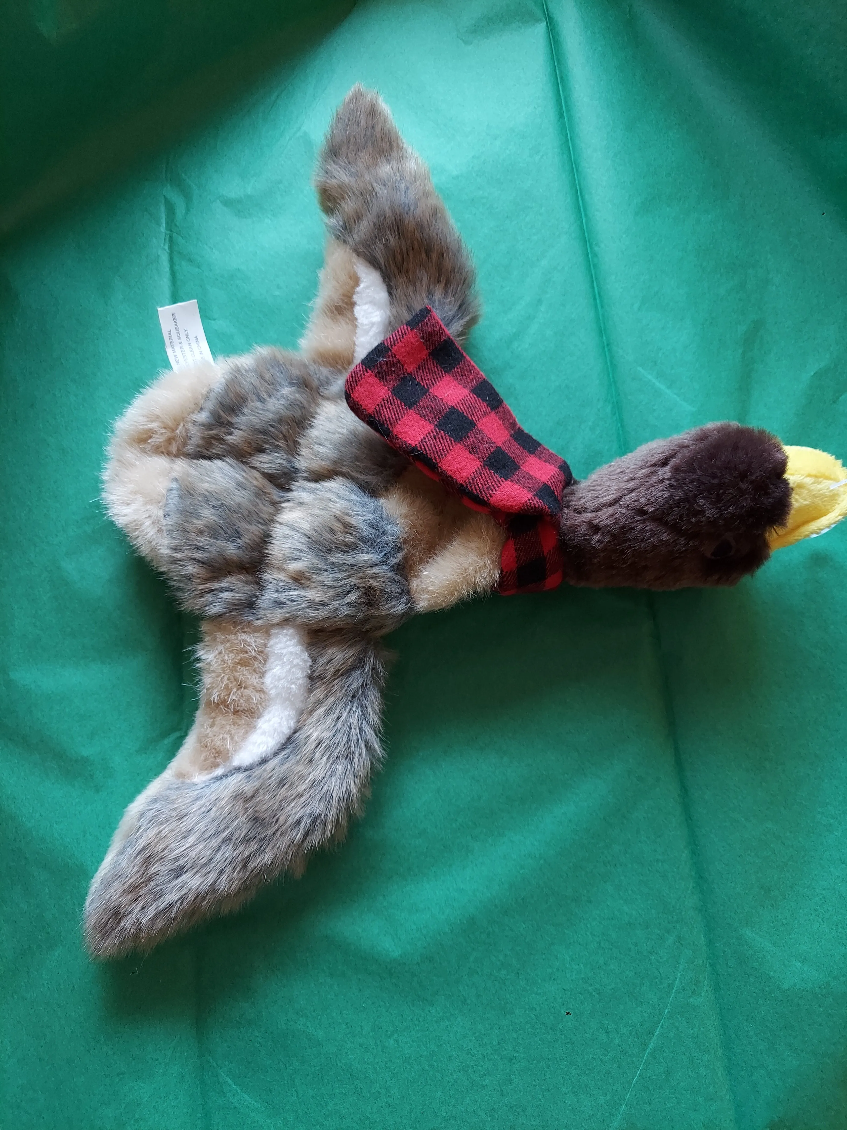 Mallard Duck or Squirrel Dog Plush Toy Stuffing Free Squeaker & Crinkle