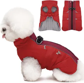 Medium Dog Coat Dog Winter Jacket,Warm Zip Up Snowsuit Dog Harness Vest Reflective Water-Resistant Dog Coat Dog Snow Jacket for Medium Dogs Jack Russell, Mini Schnauzer, Red