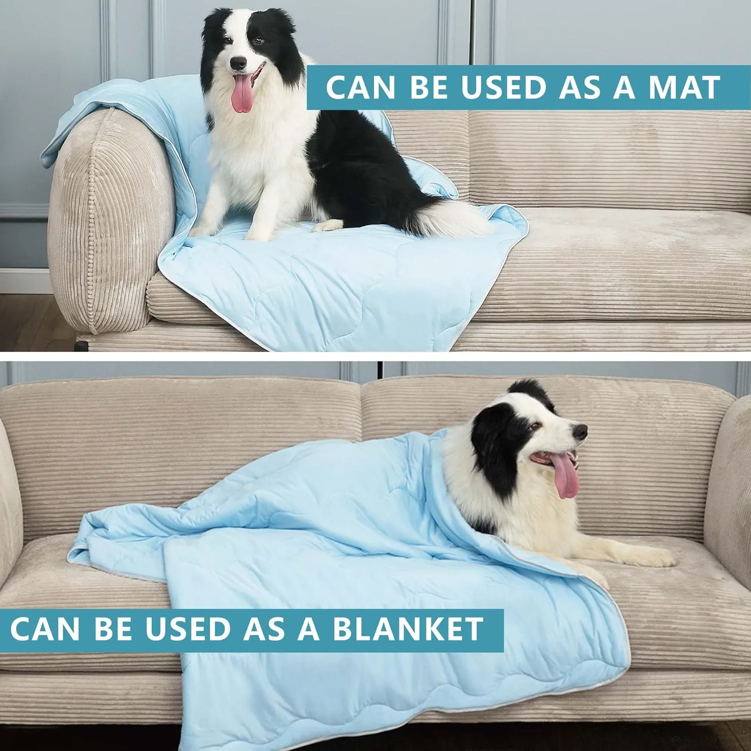 MICROCOSMOS Pet Cooling Blankets & Sleeping Mat- Reversible Washable Durable Dog Bed Cover, Easy Clean. Perfect Indoors, Outdoors or in The Car.(Sky Blue/Blue, 40" x 28")