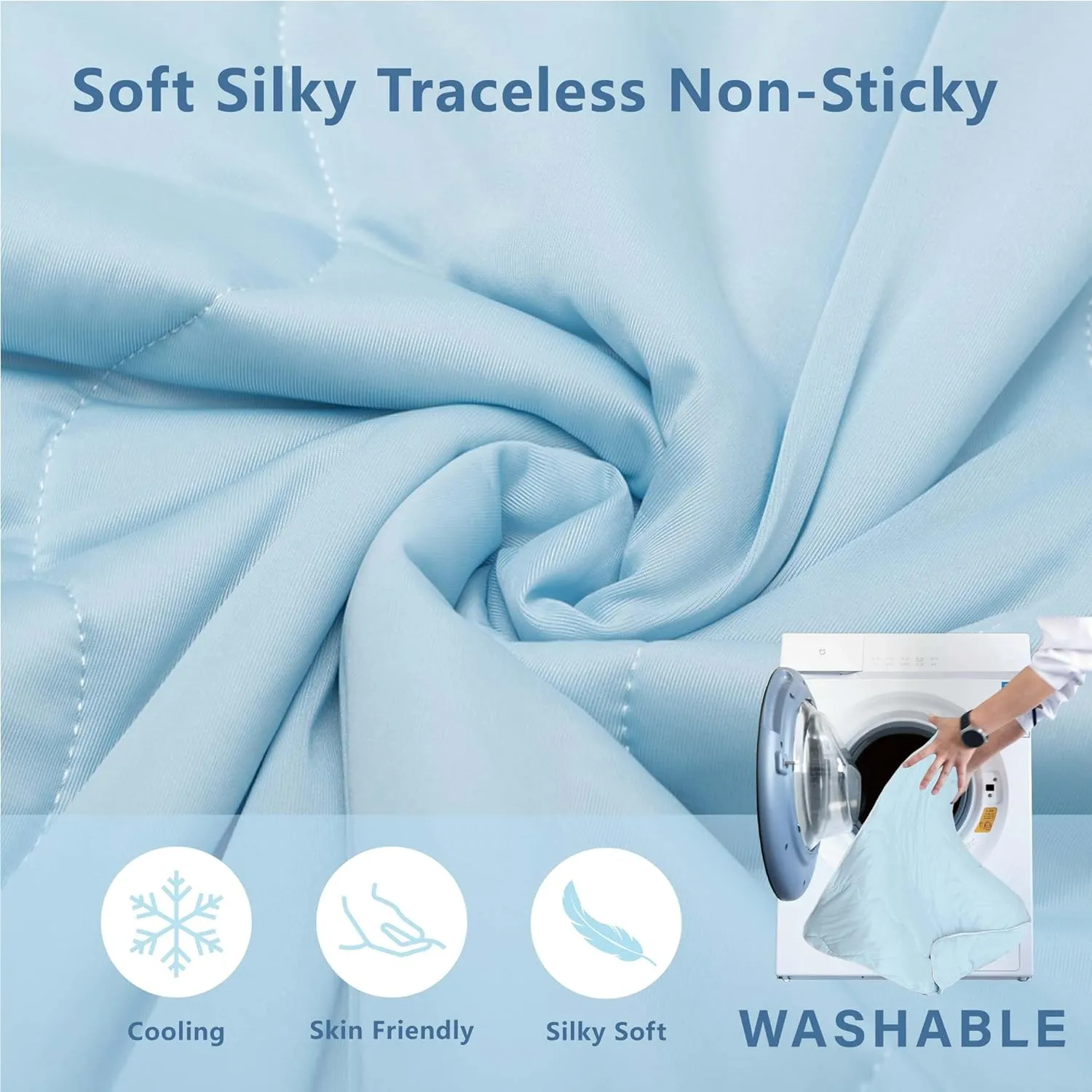 MICROCOSMOS Pet Cooling Blankets & Sleeping Mat- Reversible Washable Durable Dog Bed Cover, Easy Clean. Perfect Indoors, Outdoors or in The Car.(Sky Blue/Blue, 40" x 28")