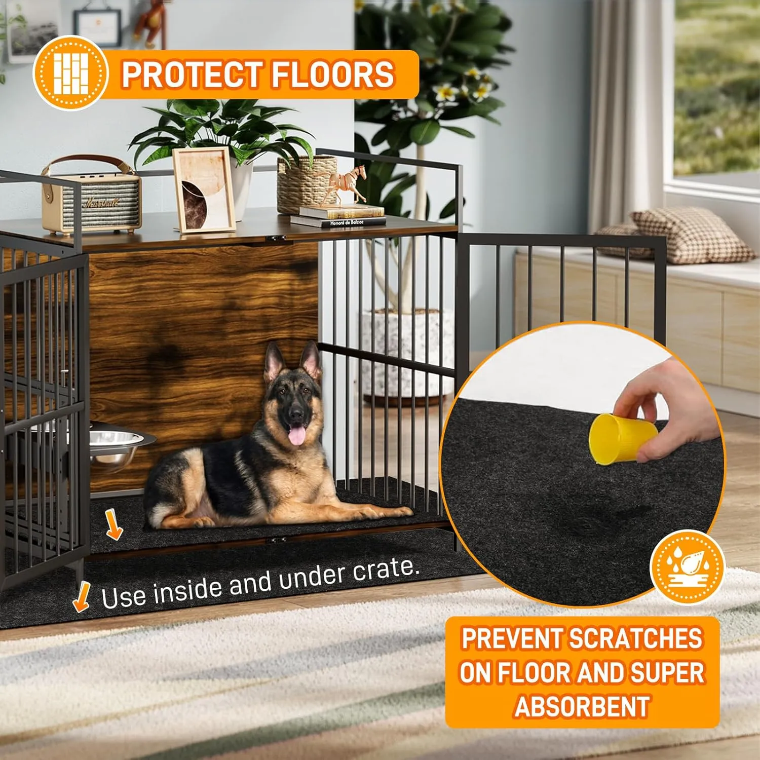 MODIGT Dog Crate Pad Liner for Kennel Training, 29"48" Under Pet Cage Mat Absorbs,Waterproof,Non-Slip,Washable Puppy Pee Pad to Protect Floors(Charcoal)