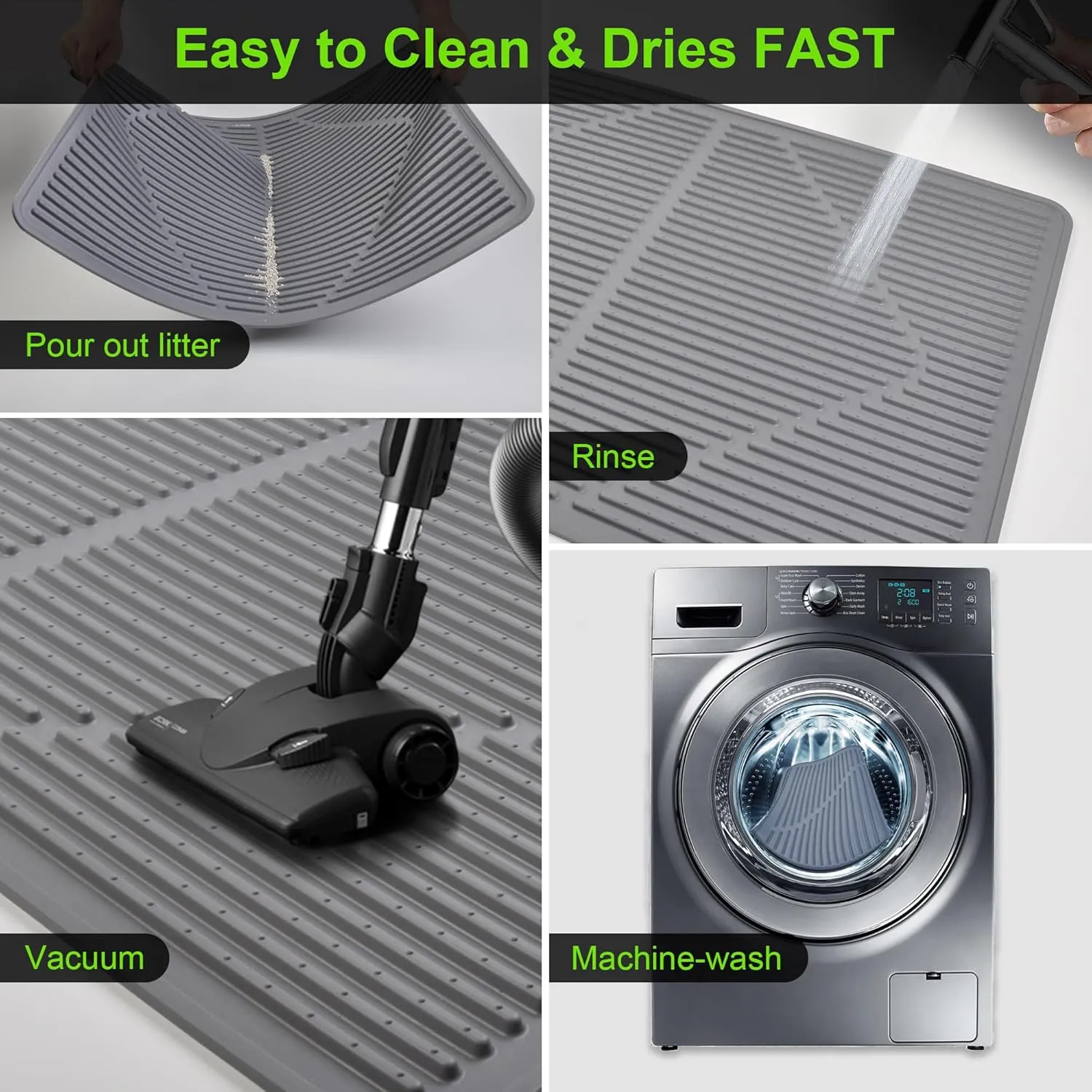 Mofason Rubber Large Cat Litter Mat - Kitty Litter Box mat - Silicone Litter Trapping Catcher Mat - Cat Supplies & Accessories for Indoor Cats (28" x 20")- Grey
