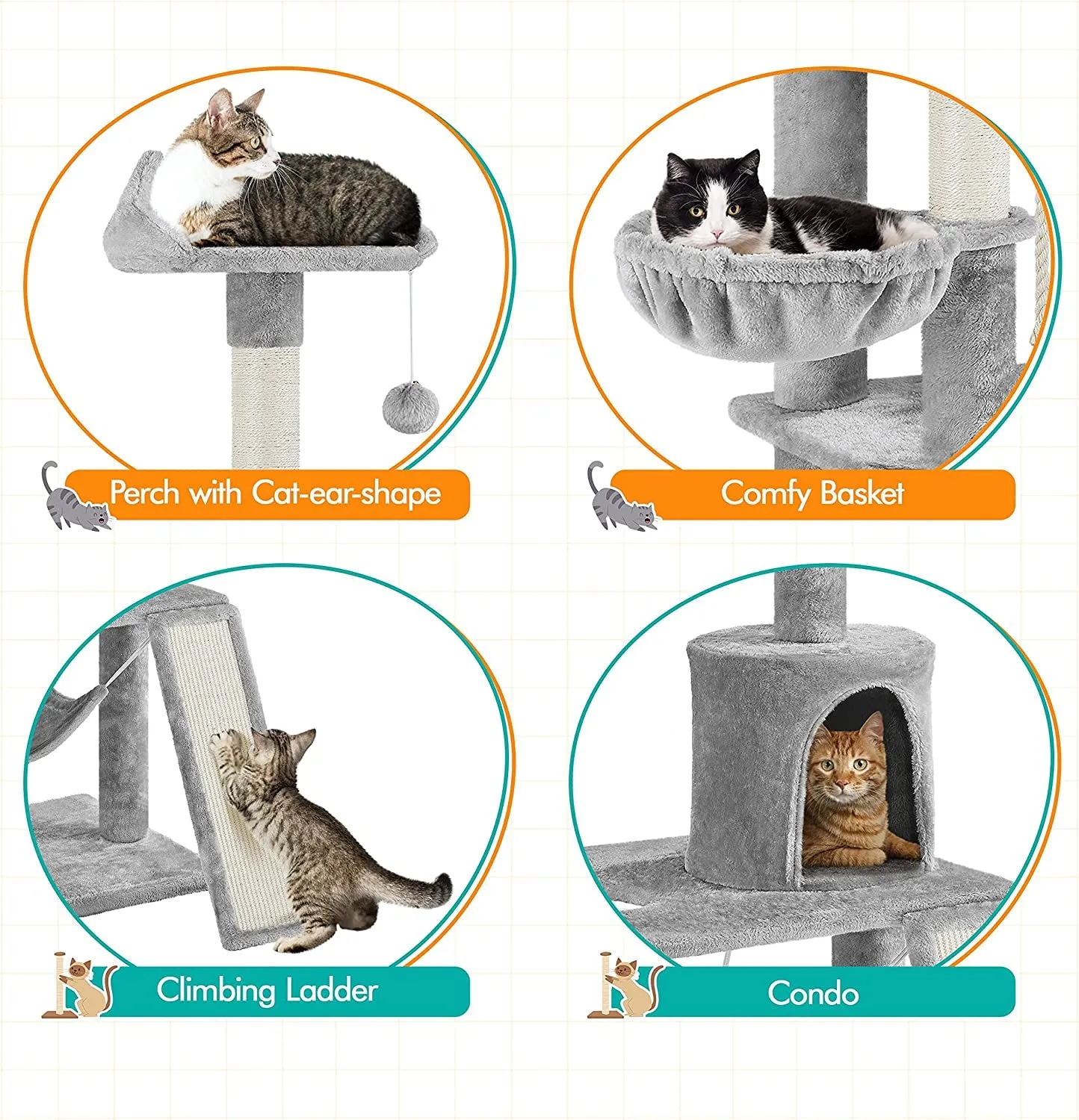 Multi-Level Cat Tree Tower Condo with Scratching Posts