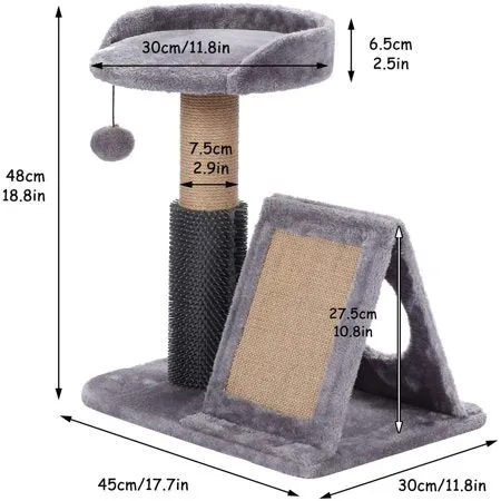 New Small Cat Tree with Sisal-Covered Scratching Posts Cozy Condo Dangling Balls for Kitten, Small Cats Spacious Perches Activity Centers