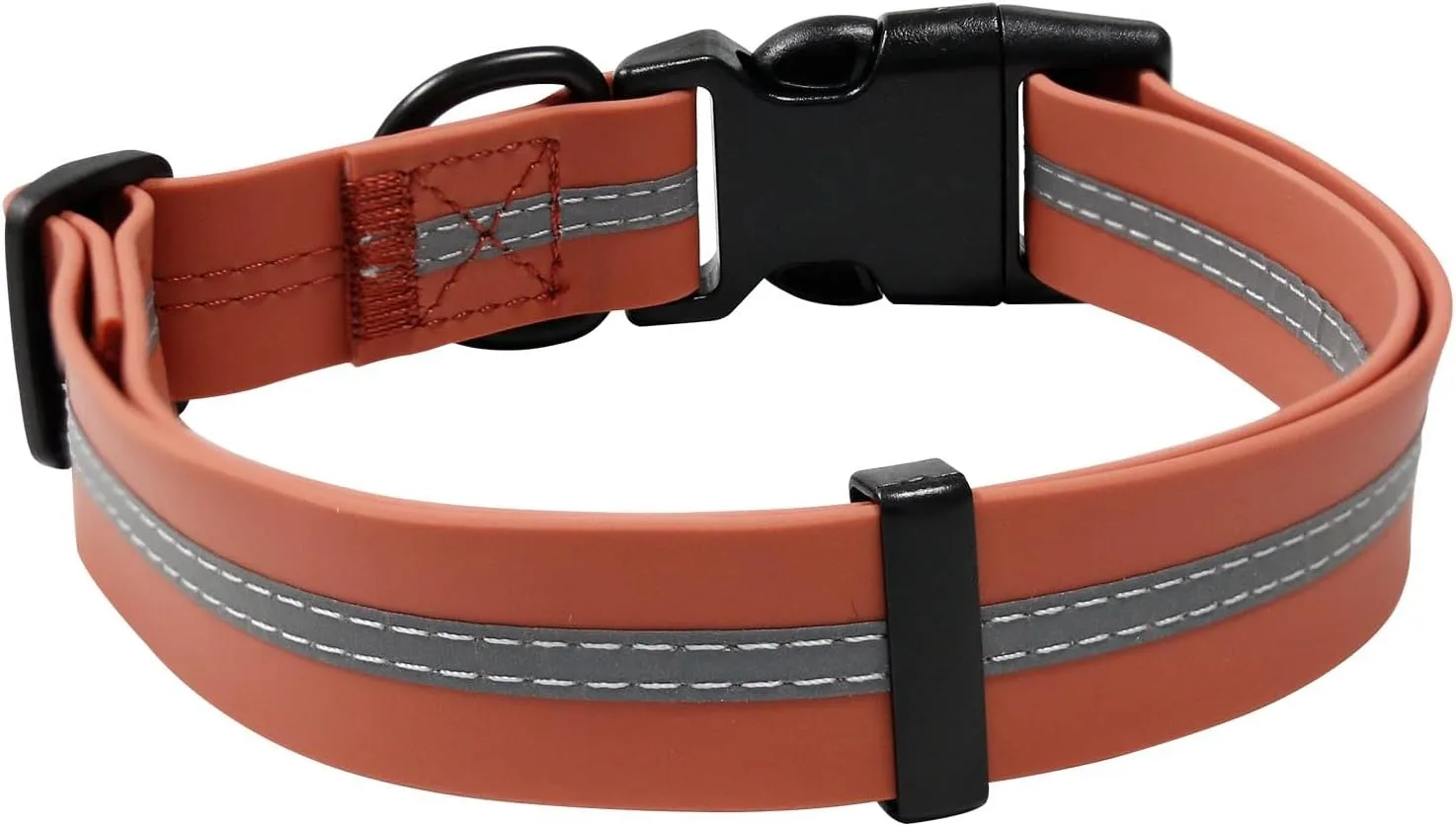 NIMBLE Dog Collar Waterproof Pet Collars Adjustable, Reflective, Durable Flex Poly Coated Nylon Basic Dog Collars 9 Colors in Size S/M/L (Medium (11.81-18.5inches), Apricot Brandy red)
