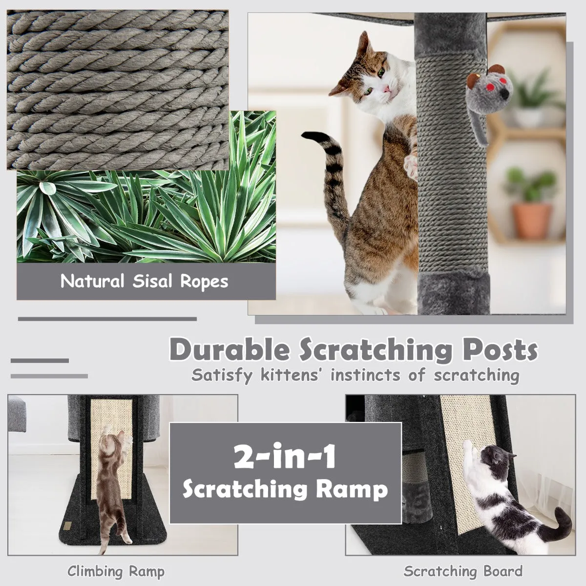 NNECW Cat Climb Stand with Scratching Ramp & Posts