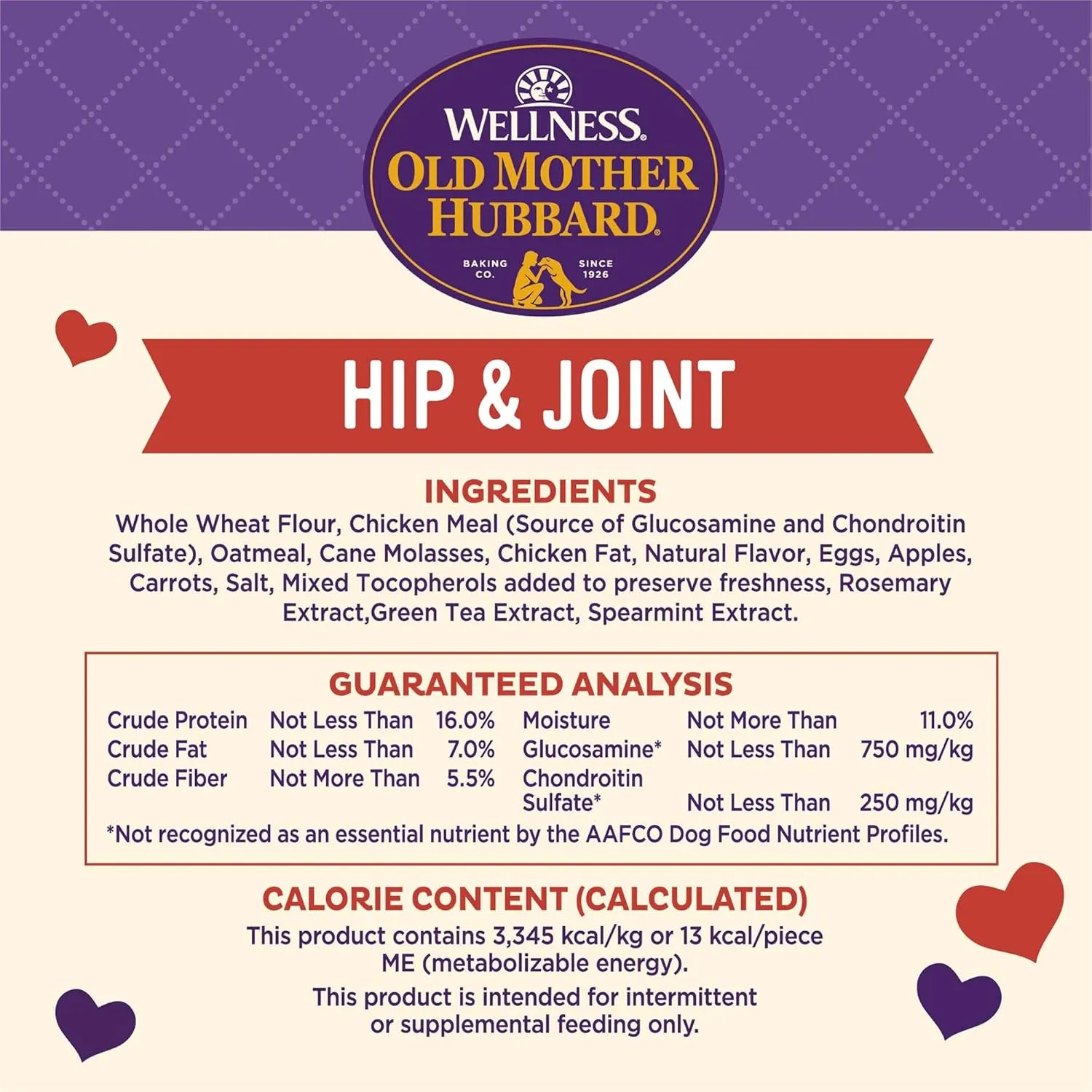 Old Mother Hubbard Wellness Hip & Joint Dog Biscuits, Natural, Training Treats, Chicken, Apples, Oats, and Carrots Flavor, Mini Size, (20 Ounce Bag)