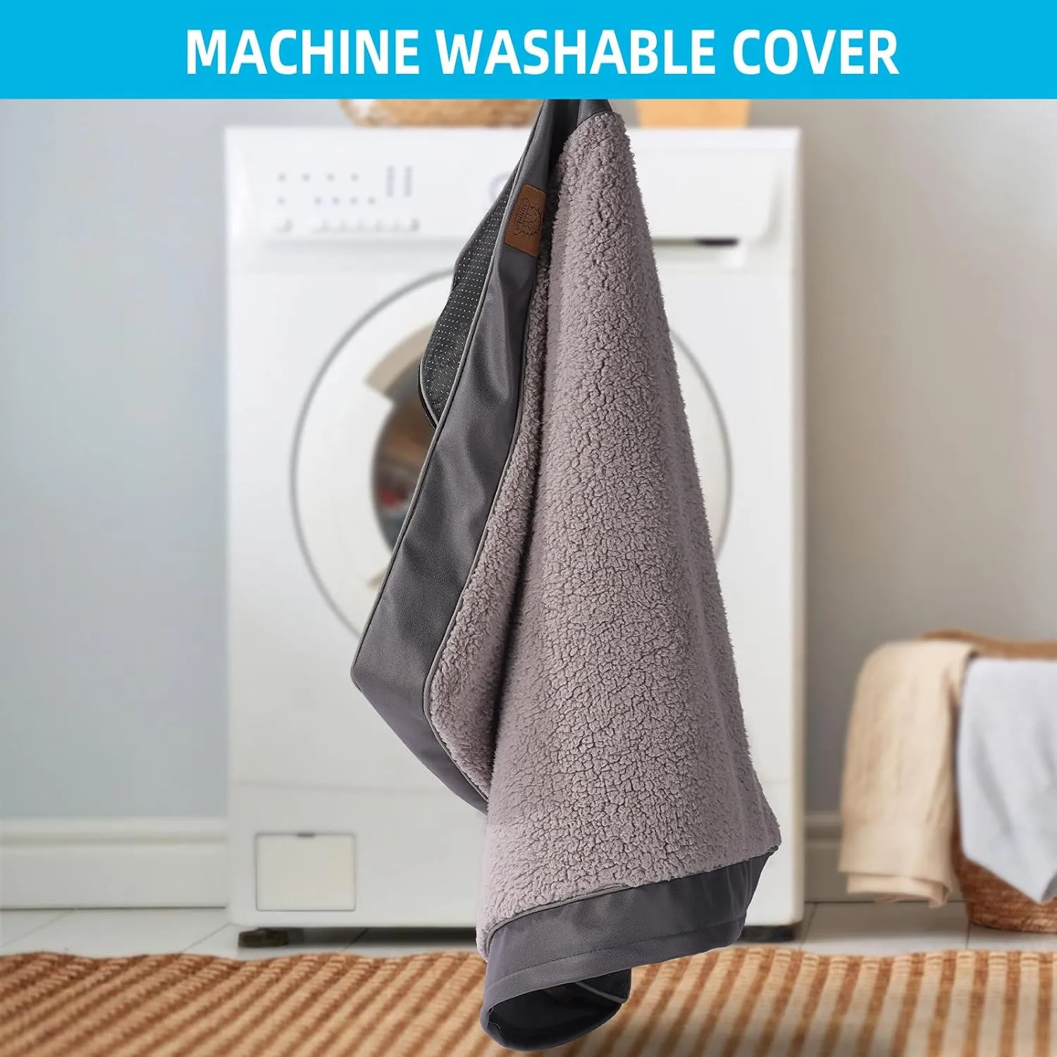 Orthopedic Dog Bed for Large Dogs, Removable Waterproof Cover and Egg-Crate Foam, Machine Washable (Grey, 24.0" L x 16.0" W x 3.0" Th)