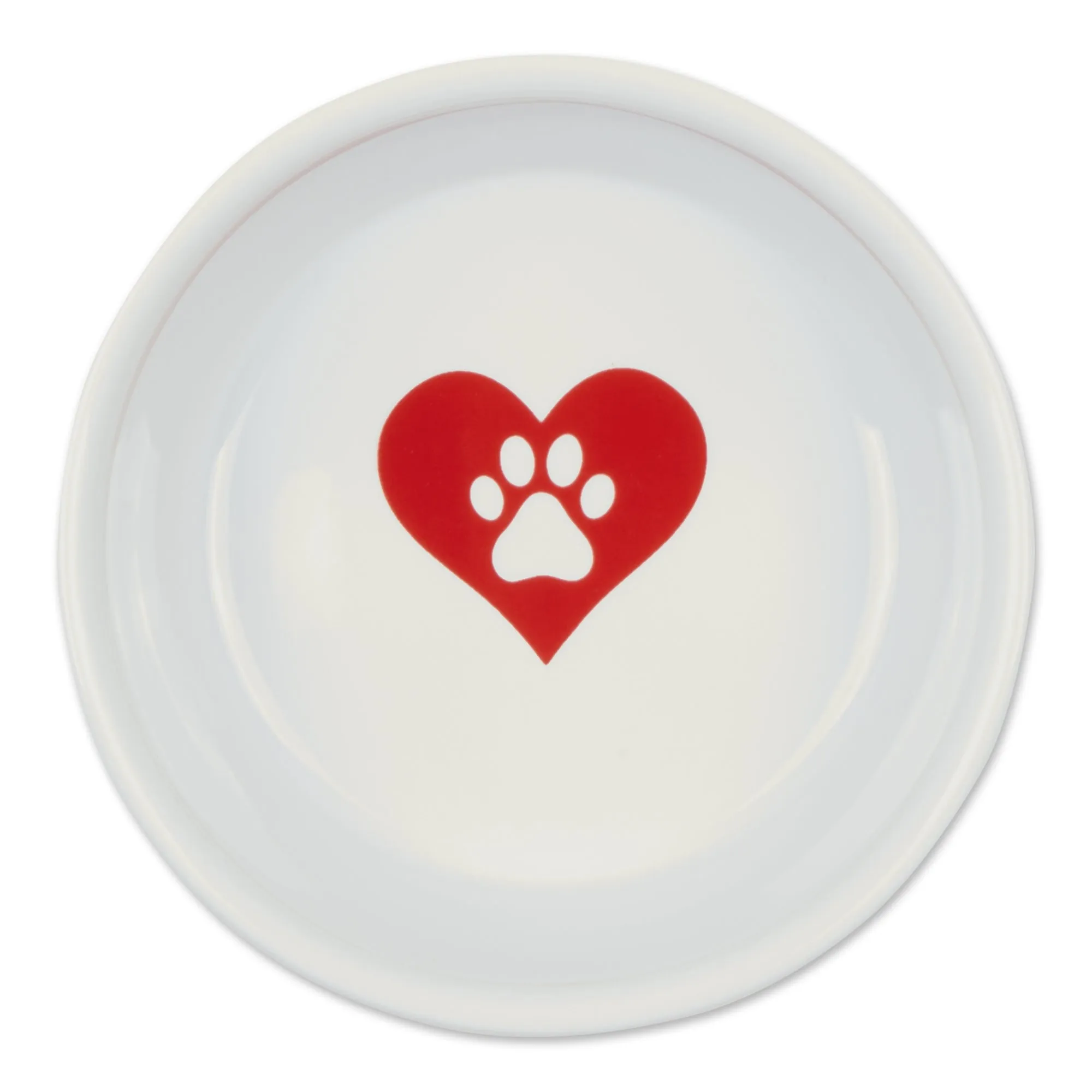 Pet Bowl Heart Paw Small 4.25Dx2H Set of 2