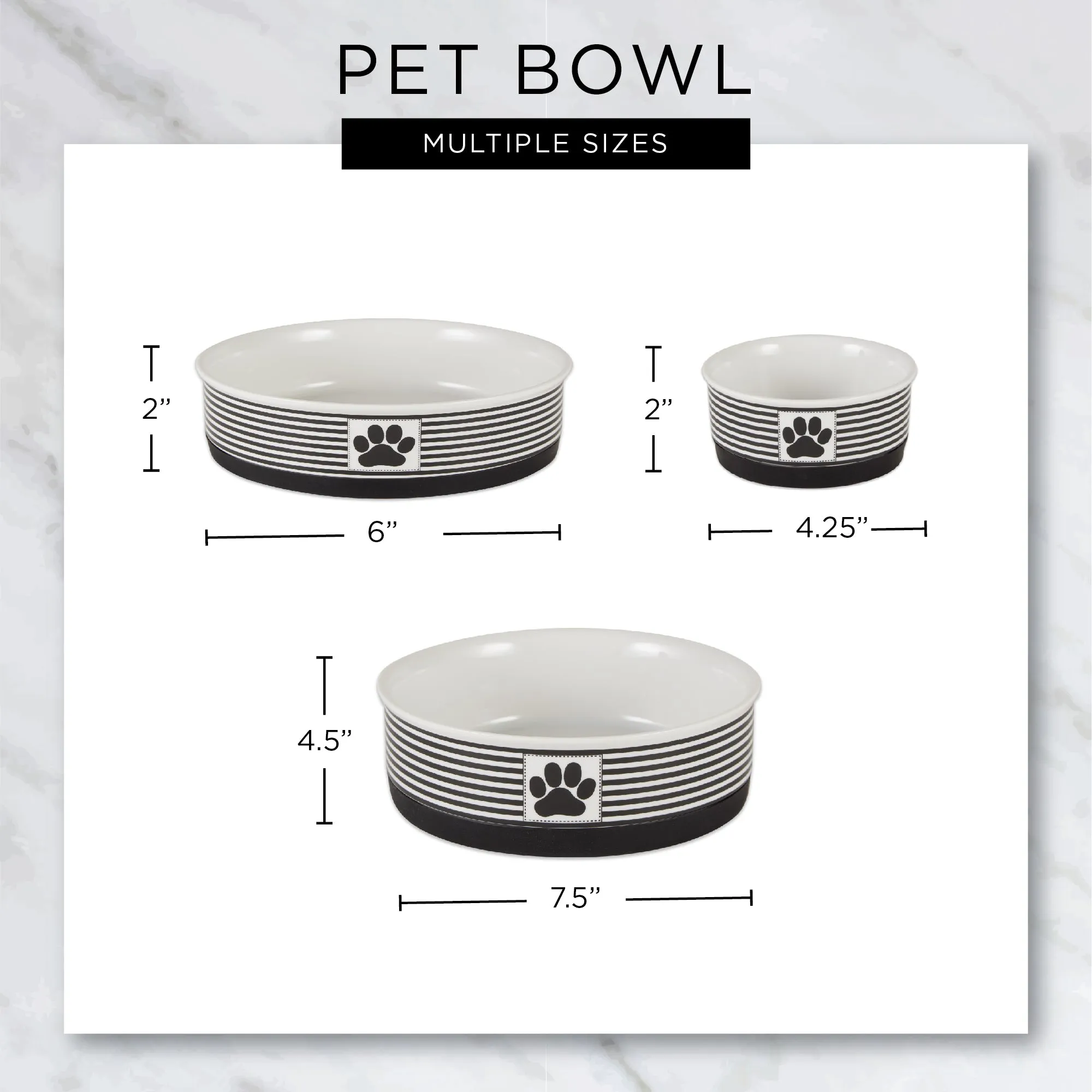 Pet Bowl Heart Paw Small 4.25Dx2H Set of 2