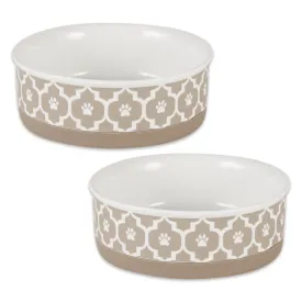 Pet Bowl Lattice Stone Medium 6Dx2H Set of 2