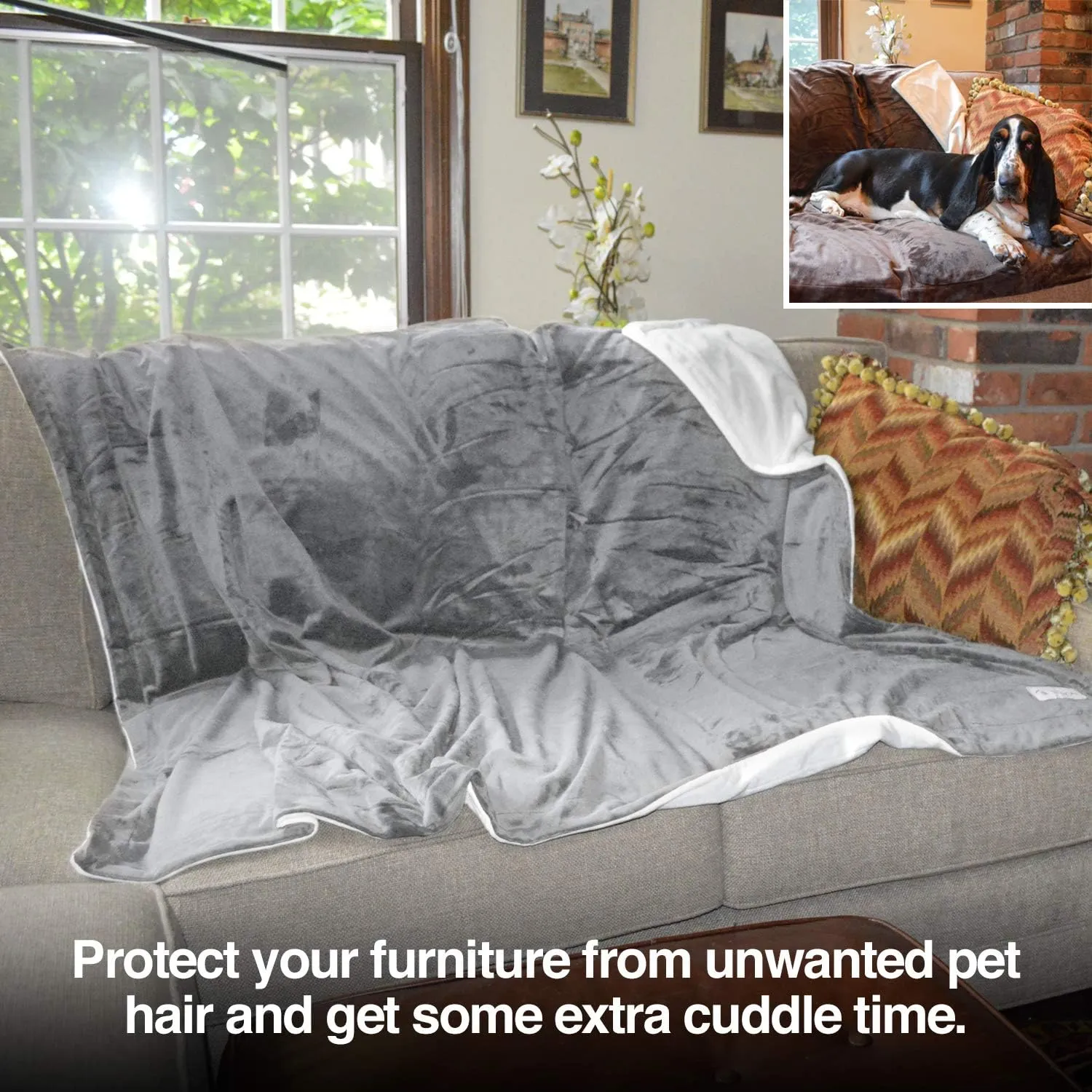 PetFusion Premium Dog & Cat Blanket | Ultra Soft Pet Blanket Available in Plush or Quilted; 2 Colors (Grey; Brown) | Perfect for Small Dogs & Large Dogs