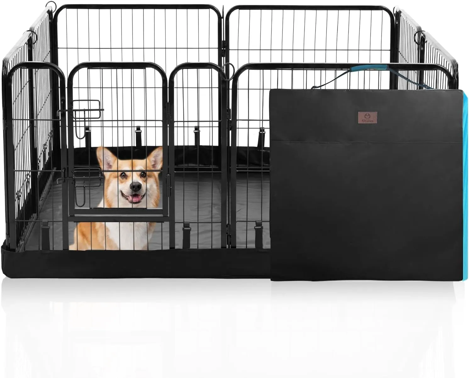 PJYuCien Dog Playpen Plus Storage Bag24" H 8 Panels Puppy Pen with Square Bottom,Heavy Duty Dog Fence for Puppies/Small Dogs