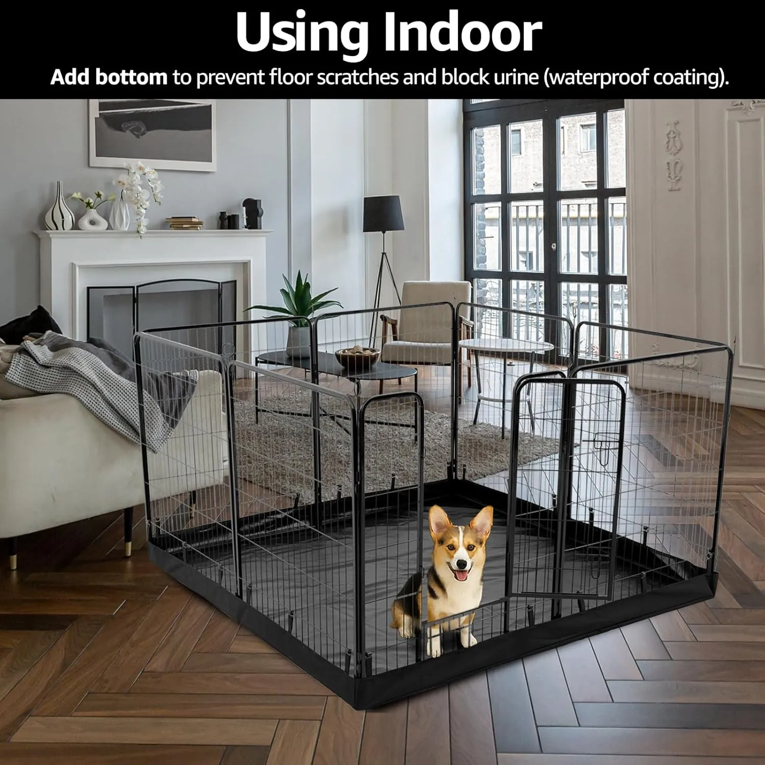 PJYuCien Dog Playpen Plus Storage Bag24" H 8 Panels Puppy Pen with Square Bottom,Heavy Duty Dog Fence for Puppies/Small Dogs