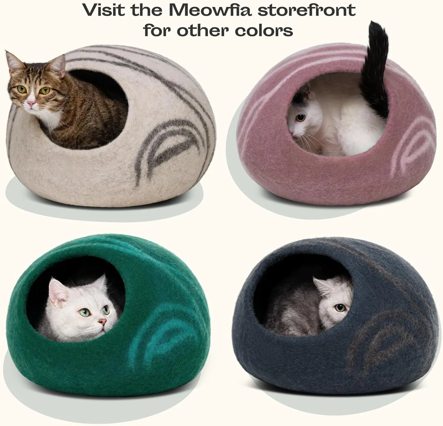 Premium Felt Cave Bed for Indoor Cats