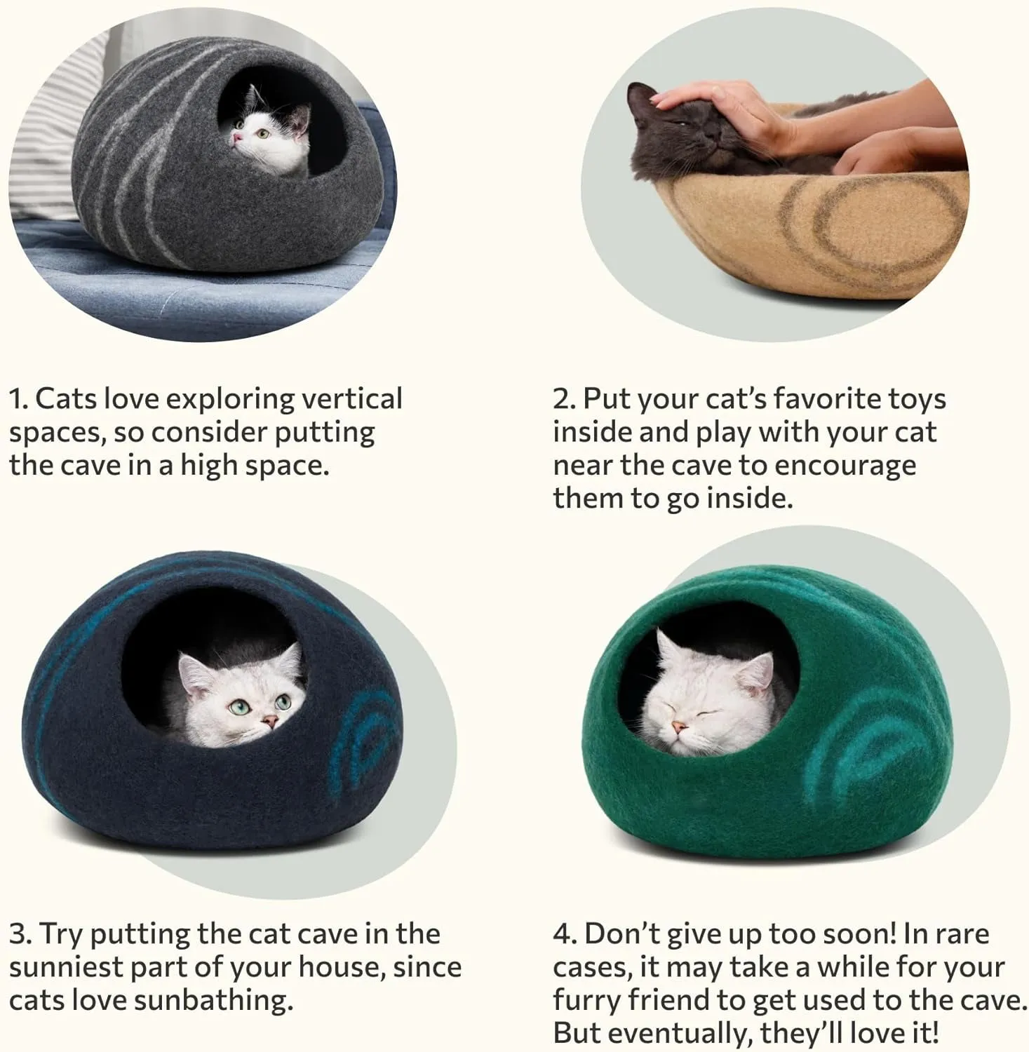 Premium Felt Cave Bed for Indoor Cats
