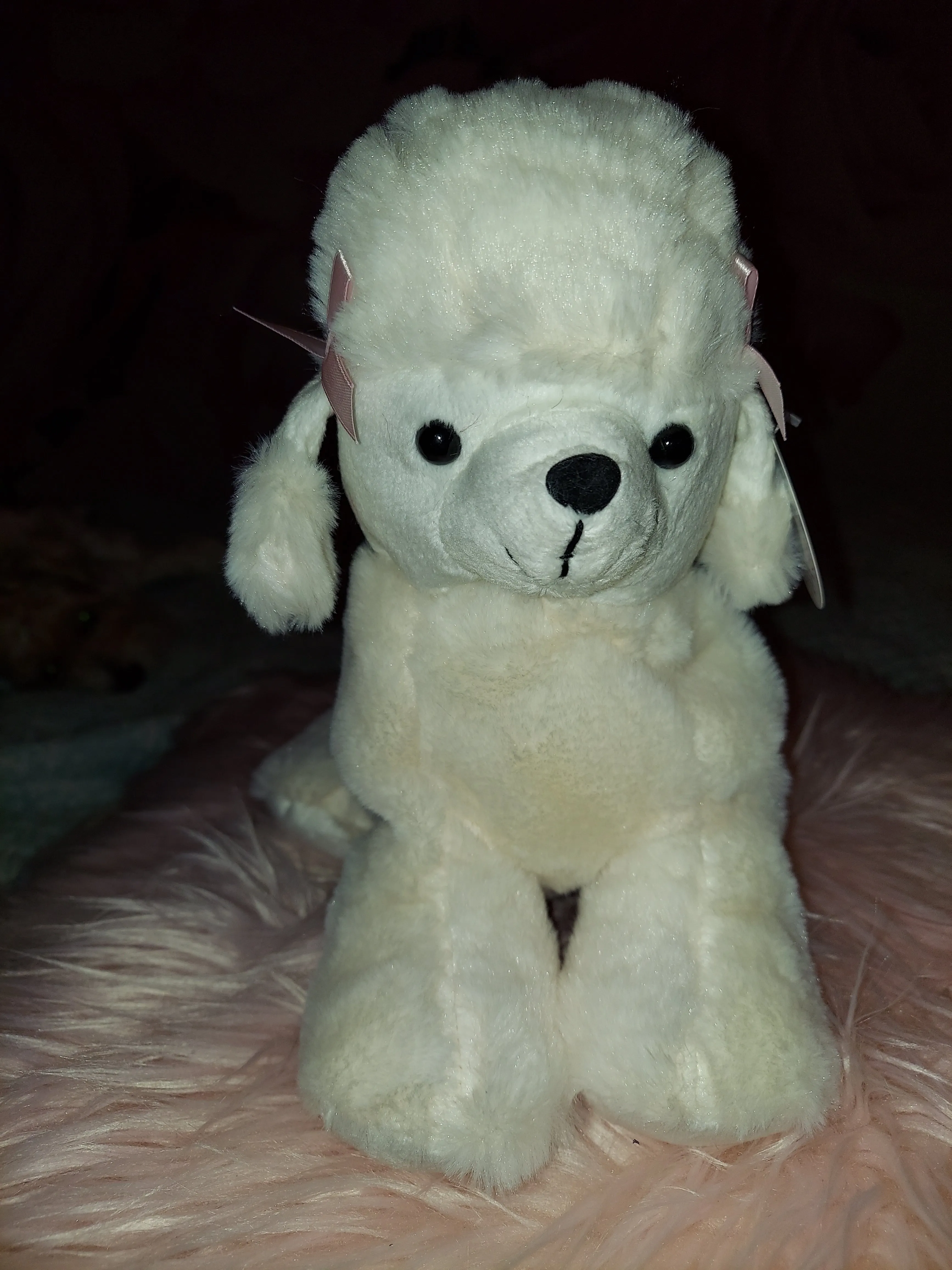 Pretty White Toy Poodle Dog Plush Handbag Purse Zippered Top Children Toy
