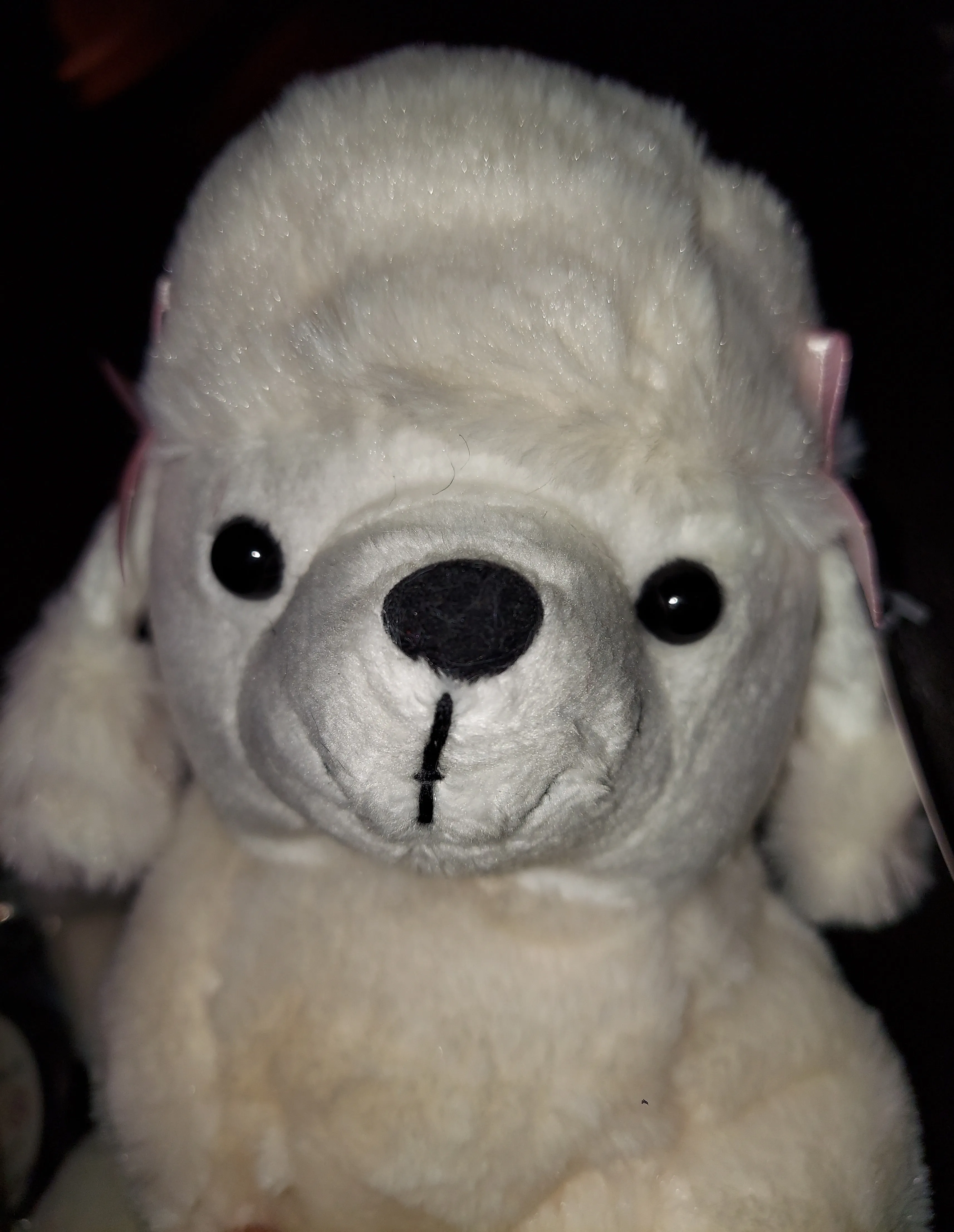 Pretty White Toy Poodle Dog Plush Handbag Purse Zippered Top Children Toy