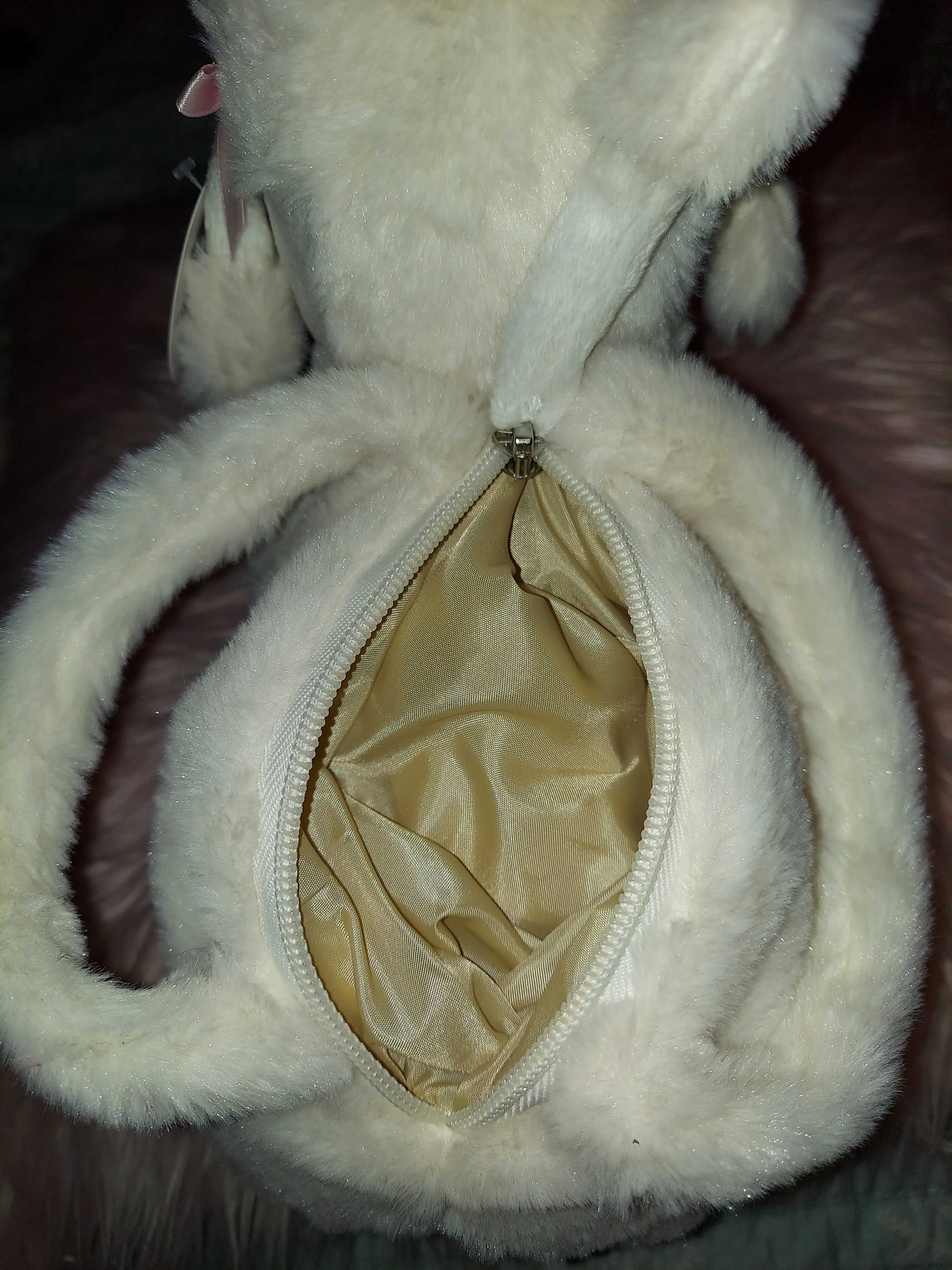 Pretty White Toy Poodle Dog Plush Handbag Purse Zippered Top Children Toy