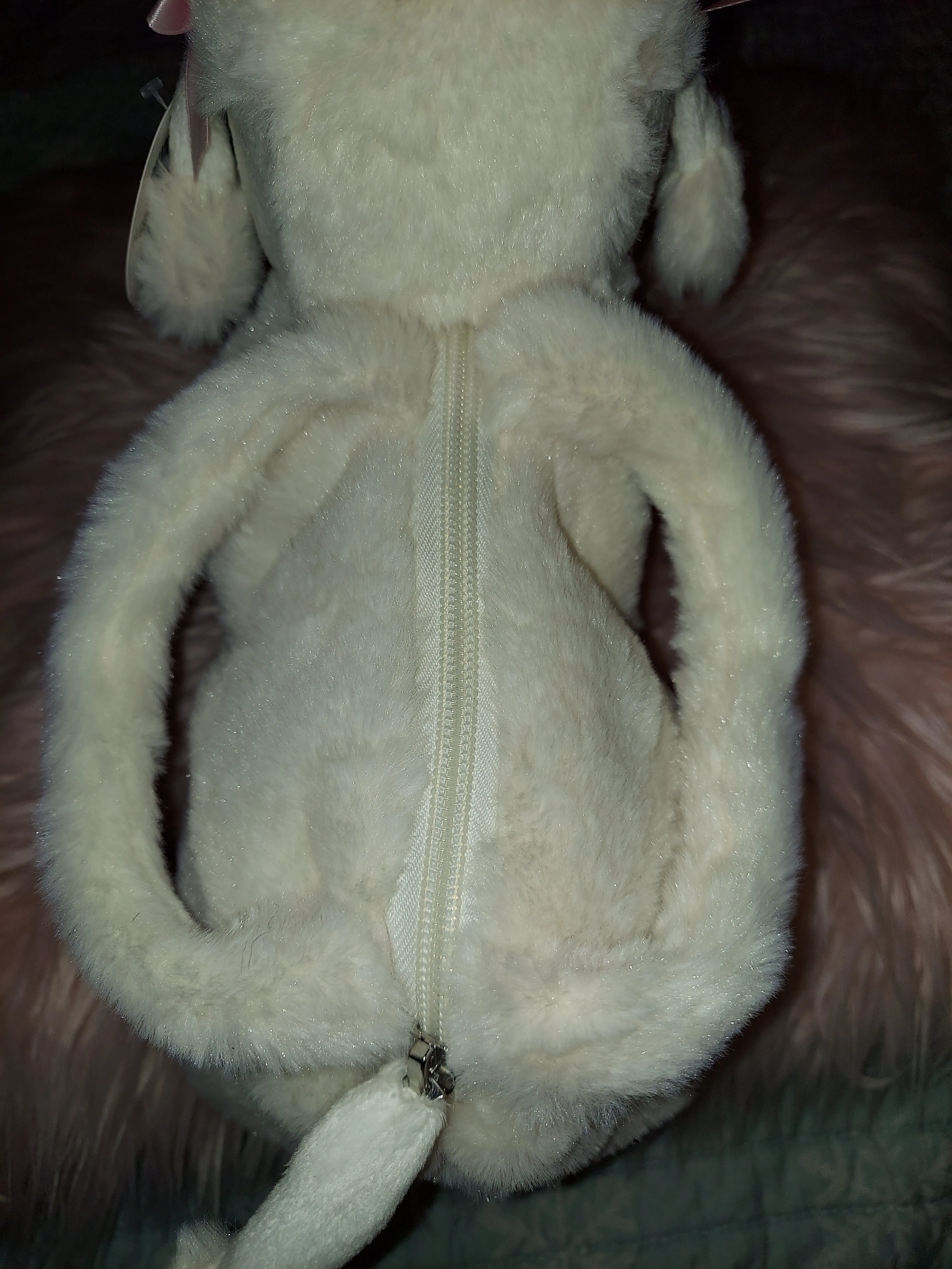 Pretty White Toy Poodle Dog Plush Handbag Purse Zippered Top Children Toy